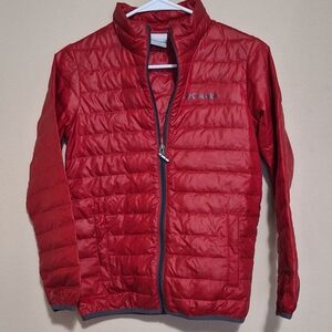 Columbia Red Puffer Zipup Side Pocket Jacket Unisex